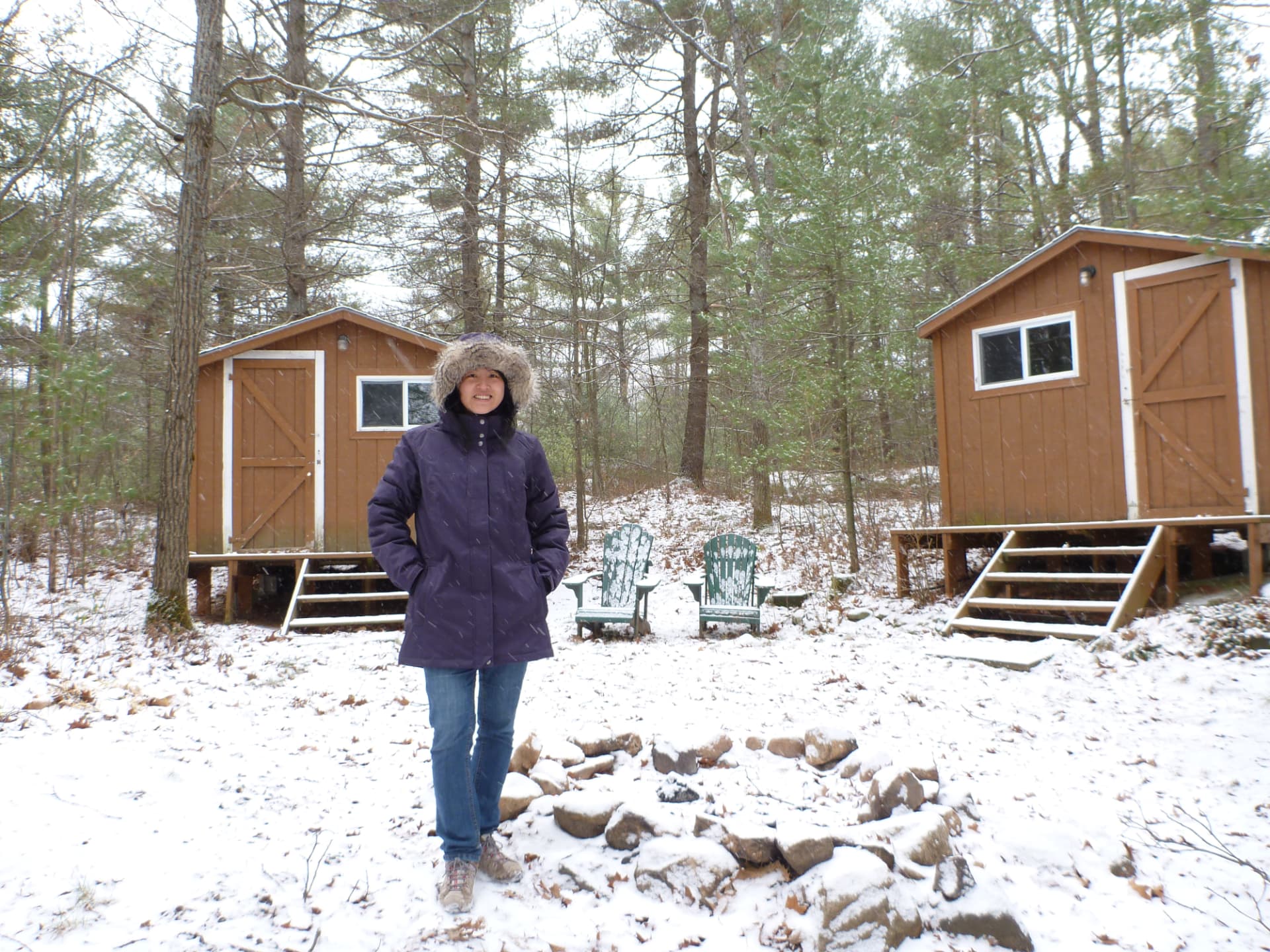 Lucy Lin in a snowy Canadian woodland