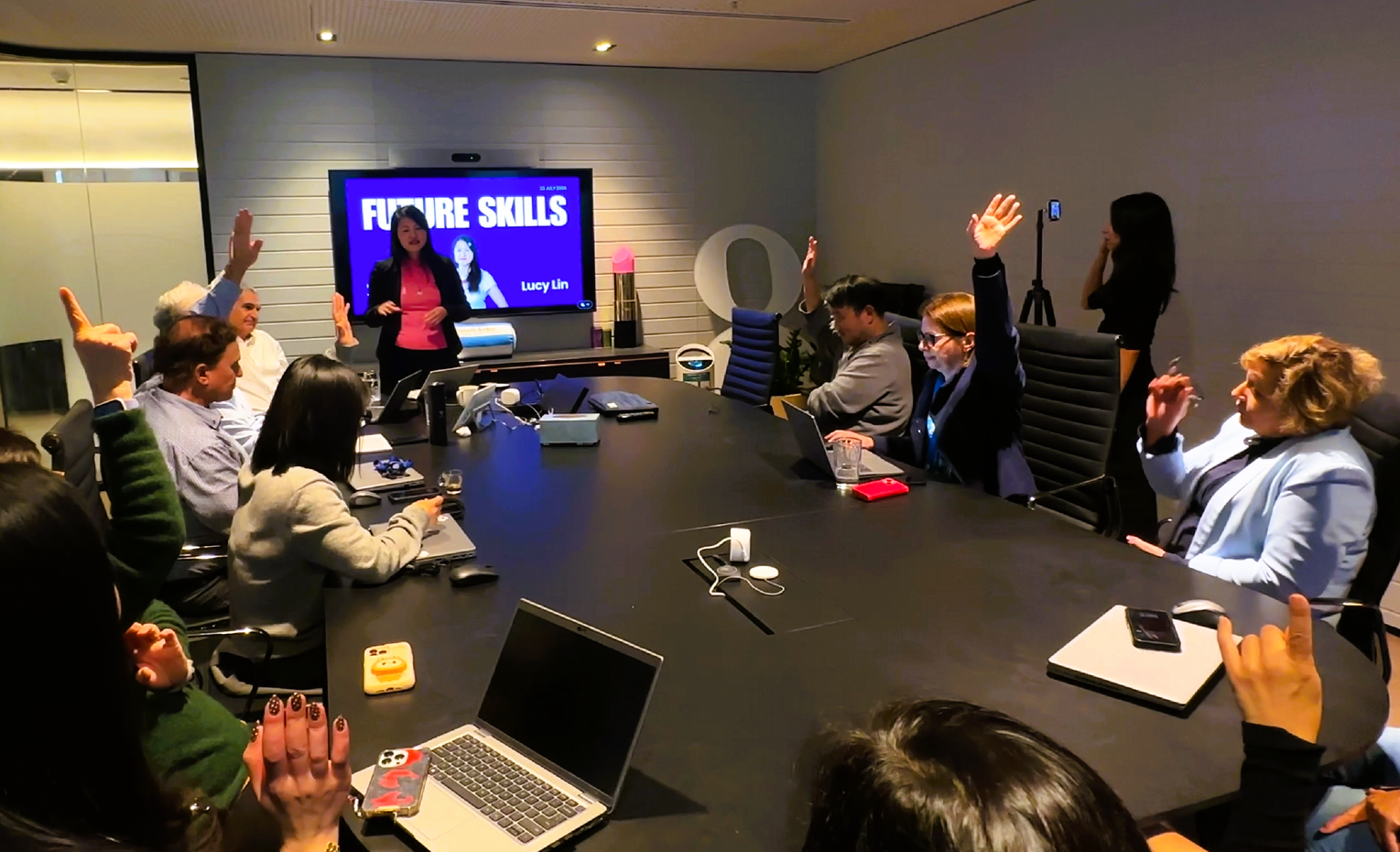 Participants taking part in Lucy Lin's Future Skills workshop with Revlon