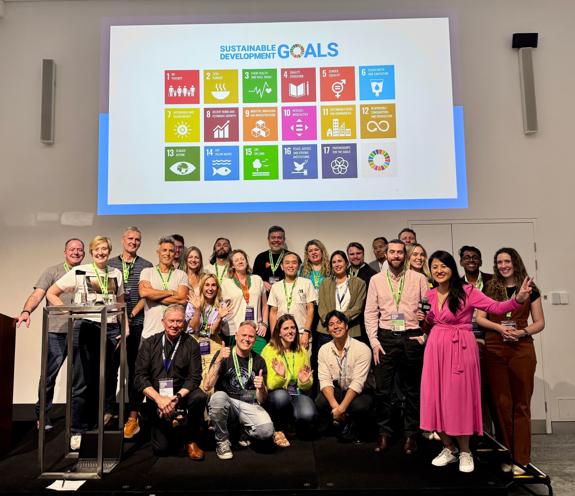 Lucy Lin with participants at a Sustainable Development Goals event