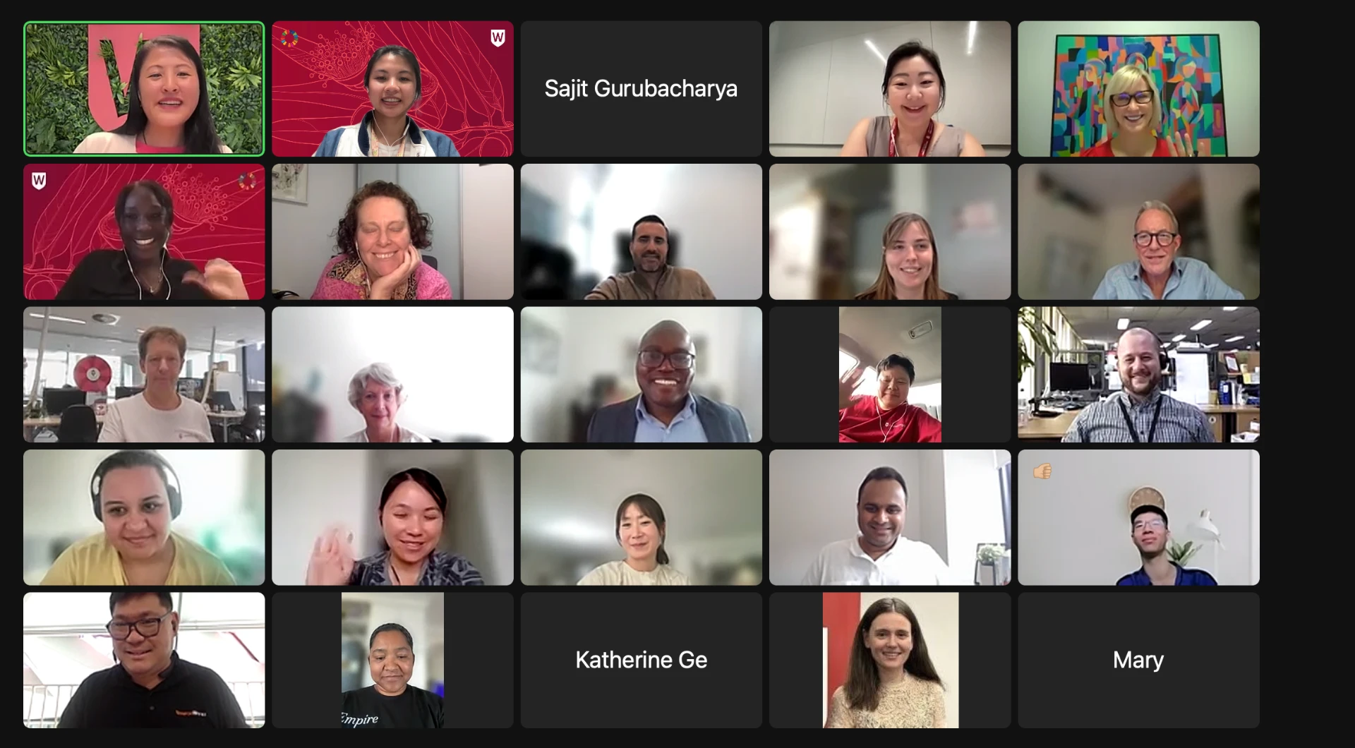 Colleagues on a group video call during the Impact Sprint workshop
