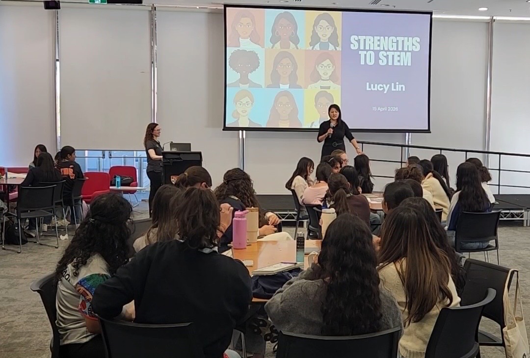 Lucy Lin presenting the Strengths to STEM Careers workshop at the University of Sydney